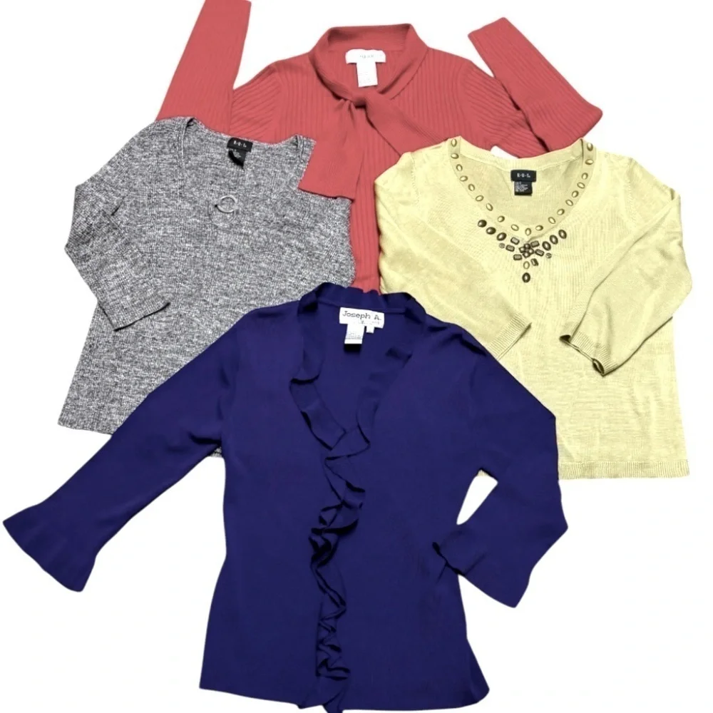 M🌺NEW‼️VINTAGE LOT/BUNDLE/MULTIPLES (4)ASST. DESIGNER TOPS•SWEATERS& BLOUSE NWOT - Picture 4 of 12